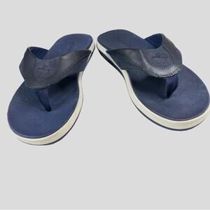 Tommy Bahama Mens Relaxology® Jensen Flip Flops Leather Sandals Navy Size 11